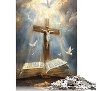 500 Piece Easter Cross Jigsaw Puzzles for Adult Teenagers Wooden Puzzles For Family Fun & Game Night 500pcs (52x38cm)