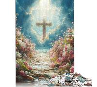 500 Piece Easter Cross Jigsaw Puzzles for Adults Puzzle Jigsaws for Adults& Teenagers Age 12 Years Up 500pcs (52x38cm) <