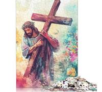 500 Piece Easter Cross Jigsaw Puzzles for Adults Wooden Puzzle for Adults And Teenager Educational Puzzle 500pcs (52x38cm)