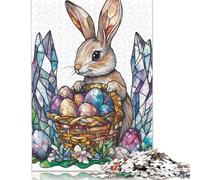 500 Piece Easter Cute Bunny Adult Puzzles Wooden Puzzle for Adults Educational Game Challenge Toy 500pcs (52x38cm)