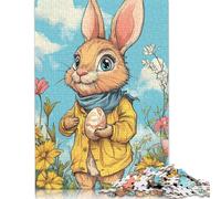 500 Piece Easter Cute Bunny Jigsaw Puzzle for Adult Teenagers Wood Jigsaw Puzzles Educational Game Challenge Toy Birthday Gifts 500pcs (52x38cm)