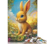 500 Piece Easter Cute Bunny Jigsaw Puzzle for Adult Teenagers Wooden Learning Educational Toys 500pcs (52x38cm)