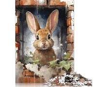 500 Piece Easter Cute Bunny Jigsaw Puzzles for Adult Teenagers Home Educational Games DIY Toys 500pcs (52x38cm)