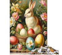 500 Piece Easter Cute Bunny Jigsaw Puzzles for Adult Teenagers Wooden Puzzles For Family Fun & Game Night 500pcs (52x38cm)