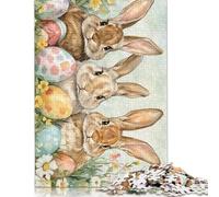 500 Piece Easter Cute Bunny Jigsaw Puzzles for Adult Teenagers Wooden Puzzles For Family Fun & Game Night 500pcs (52x38cm)