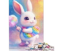 500 Piece Easter Cute Bunny Jigsaw Puzzles for Adult Teenagers Wooden Puzzles Sustainable Puzzle for Adults | Games 500pcs (52x38cm)
