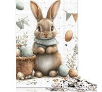 500 Piece Easter Cute Bunny Jigsaw Puzzles for Adults Wood Puzzle Jigsaws for Adults 500pcs (52x38cm)