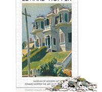 500 Piece Edward Hopper House Painting Creative Square Jigsaw Puzzles for Adults & Wooden Puzzles Stress Relief Puzzle Games And Unique 500pcs (52x38cm)