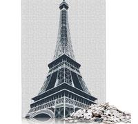 500 Piece Eiffel Tower Illustration Puzzle For Adults | Large Jigsaw Puzzle with Premium & Durable Wooden Block Pieces with Precise Interlocking Design 500pcs (52x38cm)