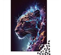 500 Piece Electrifying Leopard Square Jigsaw Puzzles for Adults, Wooden Puzzles Educational Game for Children 500pcs (52x38cm)