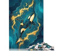 500 Piece Elegant Orca Whale Art Jigsaw Puzzle for Adult Teenagers Wooden Learning Educational Toys 500pcs (52x38cm)