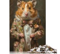 500 Piece Elegant Suit Cute Hamster Square Puzzle for Adults, Wooden Puzzles Puzzle Hands-on Game 500pcs (52x38cm)