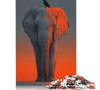 500 Piece Elephant And Crow with Orange Overlay Square Puzzle for Adults Wooden Puzzles Educational Puzzle Family Game 500pcs (52x38cm)