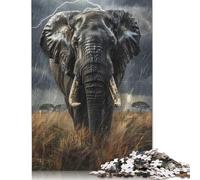 500 Piece Elephant in Storm Jigsaw Puzzle for Adult Teenagers Wooden Puzzle Jigsaws for Adults Family Entertainment Toys 500pcs (52x38cm)