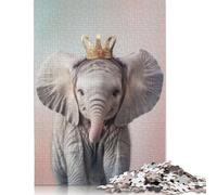 500 Piece Elephant Pastel Crown Jigsaw Puzzles for Adults Jigsaw Puzzles Educational Game Challenge Toy 500pcs (52x38cm)