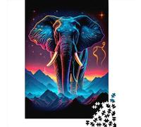 500 Piece Elephant Square Jigsaw Puzzles for Adults, Wooden Puzzles Learning Educational Toy 500pcs (52x38cm)