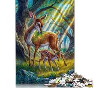 500 Piece Enchanted Forest Deer Fawn Square Puzzles for Adults & Wooden Puzzles Educational Game 500pcs (52x38cm)