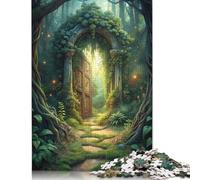 500 Piece Enchanted Forest Gate Creative Square Jigsaw Puzzles for Adults & Wooden Puzzles Stress Relief Puzzle Games And Unique 500pcs (52x38cm)