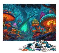 500 Piece Enchanted Mushroom Forest Jigsaw Puzzle for Adult Teenagers Wooden Puzzle Christmas Eve Gifts 500pcs (52x38cm)