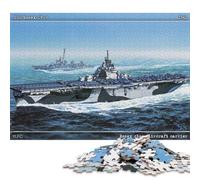 500 Piece Essex CV9 Aircraft Carrier Puzzles for Adults Wooden Puzzles Educational Game for Children As A 500pcs (52x38cm)