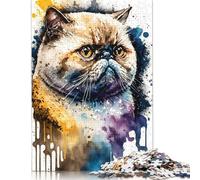 500 Piece Exotic Shorthair Cat Ink Jigsaw Puzzles for Adult Teenagers Wooden Puzzle for Adults And Teenager Puzzle for Adults And Teenager 500pcs (52x38cm)