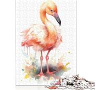500 Piece 'Exotic Watercolor Flamingo Jigsaw Puzzlesfor Adults Teenagers Wooden Puzzle Jigsaws for Adults Educational Game Challenge Toy 500pcs (52x38cm)