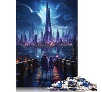 500 Piece Fantasy Future Cyber City Square Jigsaw Puzzles for Adults, Wooden Puzzles Learning Educational Toy 500pcs (52x38cm)