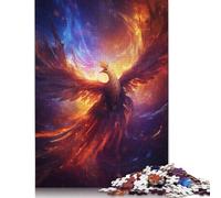 500 Piece Fantasy Phoenix Bird Fire Square Puzzle for Adults Wooden Puzzles Educational Puzzle Family Game 500pcs (52x38cm)