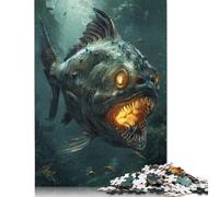 500 Piece Fantasy Piranha Glowing Creative Square Jigsaw Puzzles for Adults & Wooden Puzzles Educational Toys 500pcs (52x38cm)