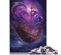 500 Piece Fantasy Pirate Ship Space Square Jigsaw Puzzles for Adults, Wooden Puzzles Educational Game for Children 500pcs (52x38cm)