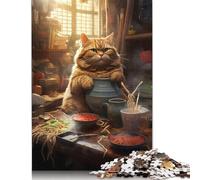 500 Piece Fat Cat Noodles Ramen Food Puzzles for Adults & Wooden Puzzles Educational Puzzle Family Game 500pcs (52x38cm)