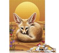 500 Piece Fennec Fox in Desert Landscape Jigsaw Puzzles for Adults Teenagers Puzzles Wooden Puzzles Educational Game Challenge Toy 500pcs (52x38cm)