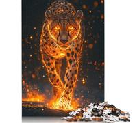 500 Piece Fiery Cheetah Jigsaw Puzzle for Adult Teenagers Wooden Puzzle for Adults And Teenager for Adults& Teenagers Age 12 Years Up 500pcs (52x38cm)