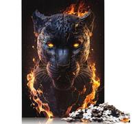 500 Piece Fiery Flames Black Panther Jigsaw Puzzle for Adults And Teenager Sustainable Puzzle for Adults | Games 500pcs (52x38cm)