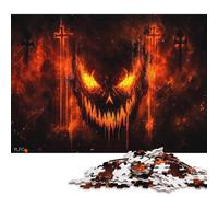 500 Piece Fiery Skull with Crosses Jigsaws for Adults Wood Puzzle Jigsaws Educational Game Challenge Toy 500pcs (52x38cm)