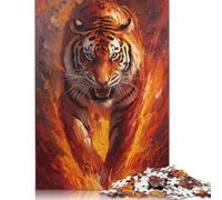 500 Piece Fiery Tiger Painting Jigsaw Puzzles for Adult Teenagers Puzzle Adult Jigsaw Puzzle for Adults 500pcs (52x38cm)