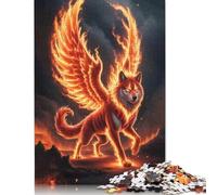 500 Piece Fiery Winged Wolf Jigsaw Puzzles for Adults Teenagers Wood Puzzles Family Game for Adults And Teenagers 500pcs (52x38cm)