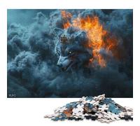500 Piece Fiery Wolf King Square Puzzles for Adults, Wooden Puzzles Toy Wall Decor 500pcs (52x38cm)