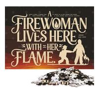 500 Piece Firewoman Lives Here Puzzles for Adults & Wooden Puzzles Educational Puzzle Family Game 500pcs (52x38cm)