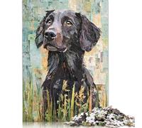 500 Piece Flat-Coated Retriever Paper Collage Jigsaw Puzzle for Adult Teenagers Wood Puzzles for Adults Home Decoration Puzzle Toys 500pcs (52x38cm)