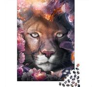 500 Piece Floral Cougar Puzzles for Adults Wooden Puzzles Educational Games For Kids 500pcs (52x38cm)