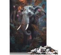 500 Piece Floral Magical Elephant Jigsaw Puzzles for Adults Puzzles for Adults Puzzles Unique Home Decor And Gifts 500pcs (52x38cm)