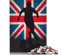 500 Piece Footballer Silhouette with United Kingdom Flag Puzzles For Adults Wooden Puzzles Brain Teaser Puzzles For Children 500pcs (52x38cm)
