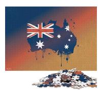 500 Piece for Adults Australian Flag Map Jigsaw Puzzles for Adults, Wooden Puzzles Best Gift for Friends And Family 500pcs (52x38cm)