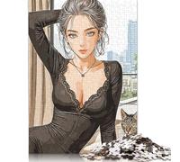 500 Piece for Adults Black Fashion Asian Models Jigsaw Puzzles for Adults, Wooden Puzzles Best Gift for Friends And Family 500pcs (52x38cm)