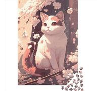 500 Piece for Adults Cat Cherry Blossoms Jigsaw Puzzles for Adults, Wooden Puzzles Best Gift for Friends And Family 500pcs (52x38cm)