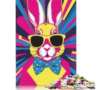 500 Piece for Adults Cool Bunny Pop Art Jigsaw Puzzles for Adults, Wooden Puzzles Best Gift for Friends And Family 500pcs (52x38cm)