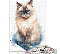 500 Piece for Adults 'Cute Birman Cat Painting Jigsaw Puzzles for Adults, Wooden Puzzles Best Gift for Friends And Family 500pcs (52x38cm)