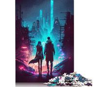 500 Piece for Adults Cyber City Couple Jigsaw Puzzles for Adults, Wooden Puzzles Best Gift for Friends And Family 500pcs (52x38cm)