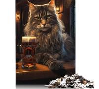 500 Piece for Adults Fat Cat Beer Pub Bar Drink Jigsaw Puzzles for Adults, Wooden Puzzles Best Gift for Friends And Family 500pcs (52x38cm)
